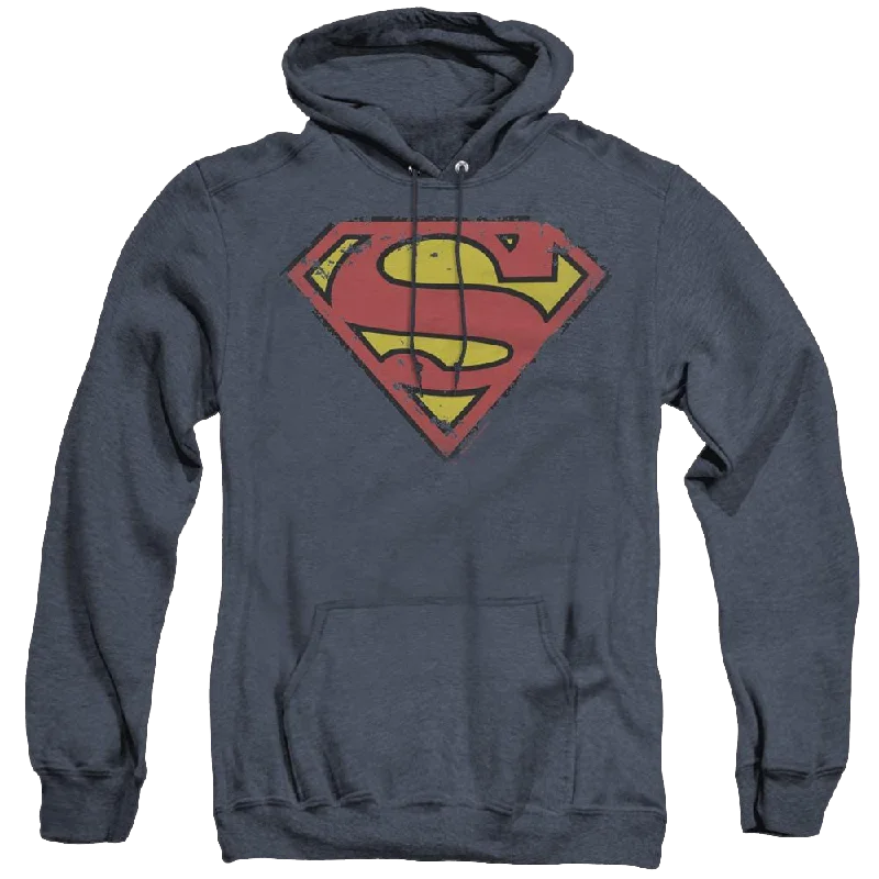 Superman Distressed Shield - Heather Pullover Hoodie