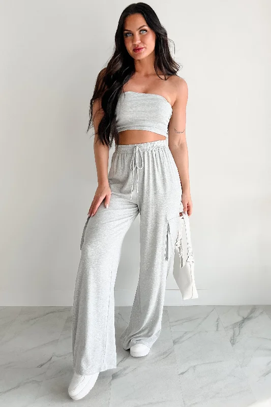 Chill & Cozy Two Piece Rhinestone Lounge Set (Grey)