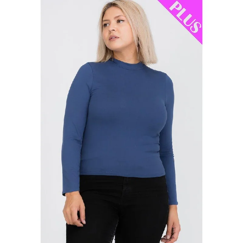Plus Size Mock Neck Solid Top