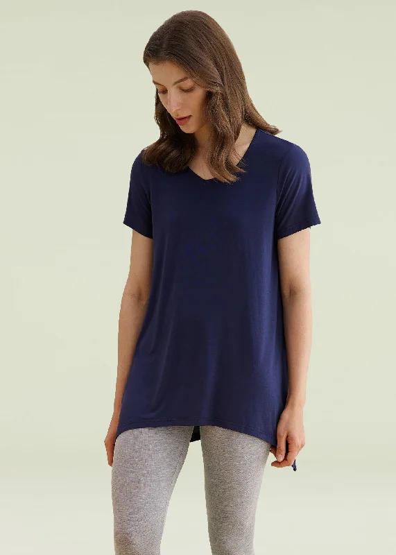 Women's Bamboo Viscose Loungewear Short Sleeves Tunic T-Shirt Cozy pajama sets
