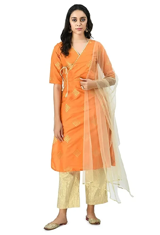 Bahrupiya Clothing Embellished Straight Kurta Set with Pant & Net Dupatta Set for Women