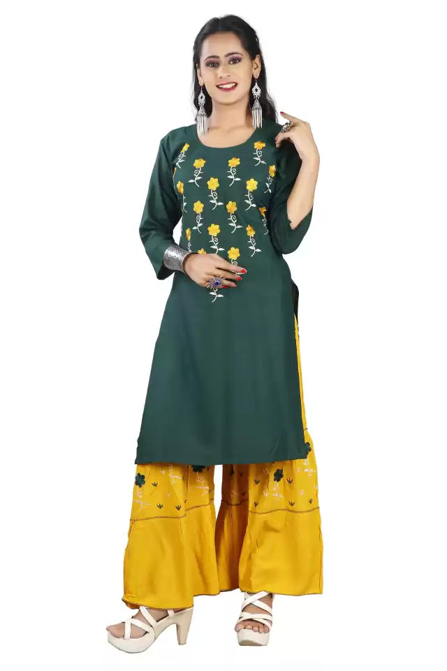 ilyana Women Kurta and Sharara Set (Yellow)