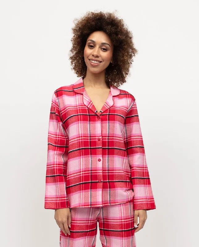 Noelle Womens Brushed Check Pyjama Top