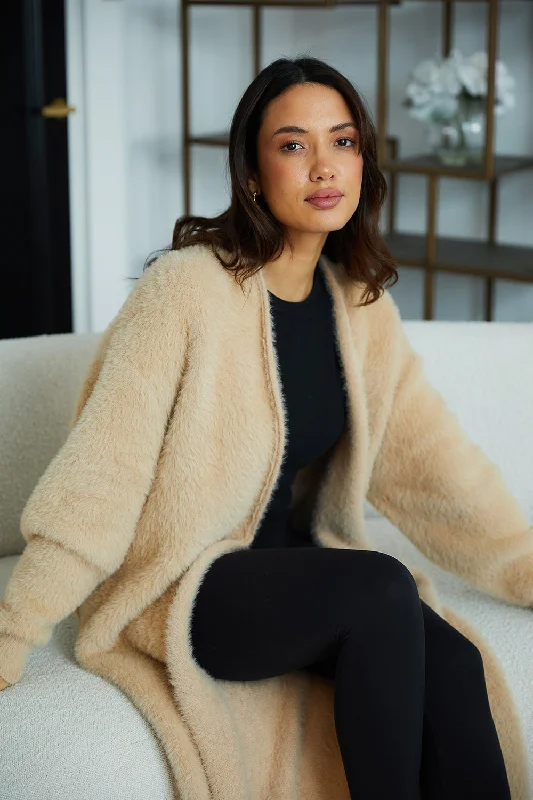 Personalised Luxury Knitted Cosy Longline Robe Cardigan - Sand Softest pajama sets