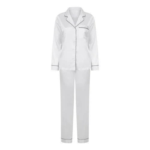 Towel City Womens/Ladies Satin Long Pyjamas Funny graphic pajama sets