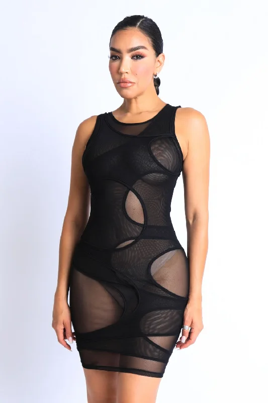 You Can Call Me Mesh Dress - Black