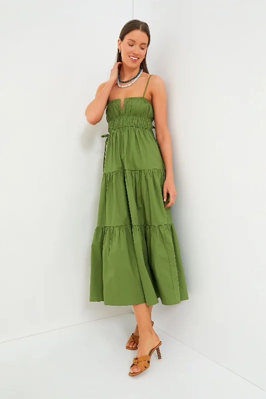 Green Ruched Maxi Dress Formal maxi dresses