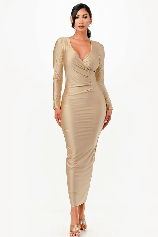 La Scala 26057 Long Sleeve Fitted Maxi Dress Flowy maxi dresses