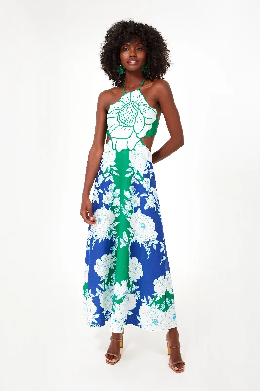 Soft Garden Blue Flower Maxi Dress Wrap maxi dresses