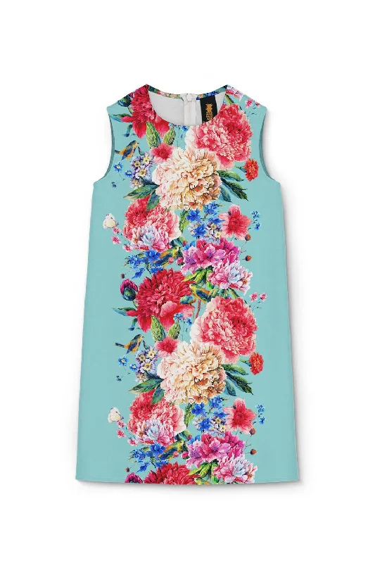 Amour Adele Blue Floral Print Chic Shift Party Dress - Girls Cheap party dresses