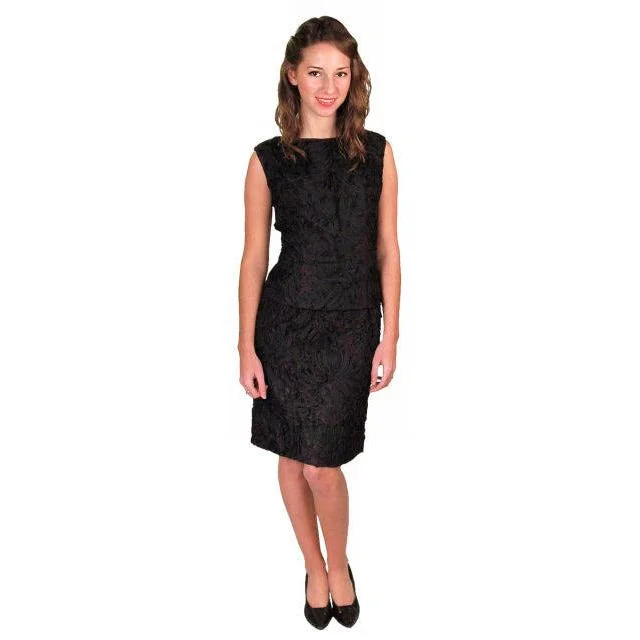 Vintage Embroidered Ribbon Cocktail Dress 1950s Small Tulle party dresses