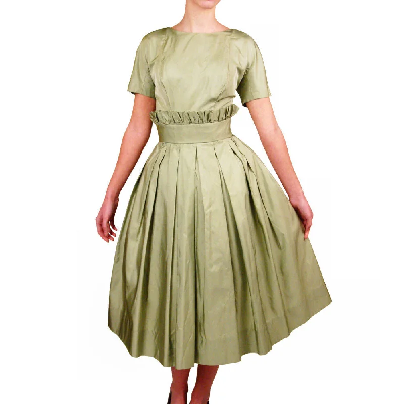 Vintage MCM Suzy Perette Cocktail Dress Pale Green Silk 1950sPaper Bag Waist Sz S Sexy party dresses Vintage MCM Suzy Perette Cocktail Dress Pale Green Silk 1950sPaper Bag Waist Sz S Sexy party dresses