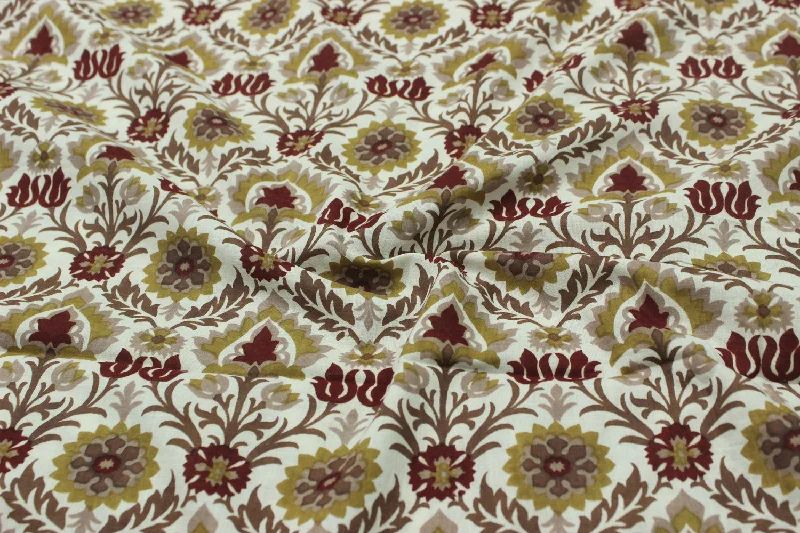 Brown Printed Cotton Cambric Fabric Retro floral dresses