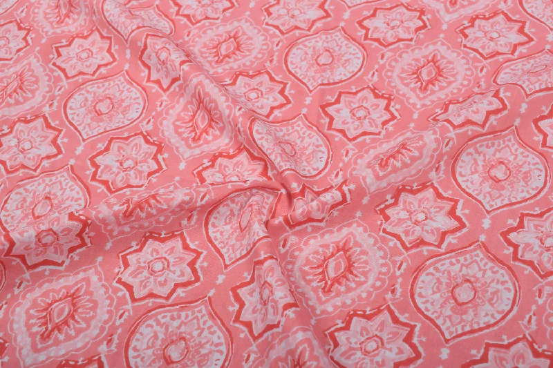 Light Pink & White Printed Cotton Cambric Fabric Wrap floral dresses