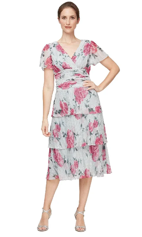 SLNY 91551741 - Floral Ruched Sheath Dress Linen floral dresses