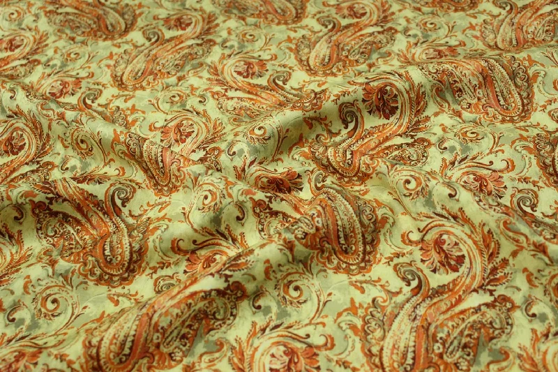 Yellow Printed Cotton Satin Fabrics Fabric Party floral dresses