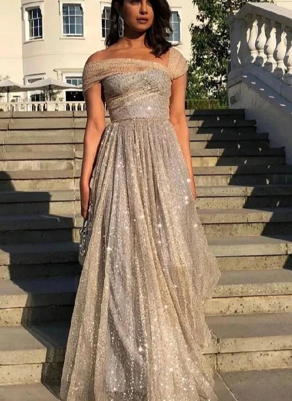 A-line One Shoulder Sequins Sparkle Prom Dress Formal Evening Gowns JKQ133 Sequin Dress Trend