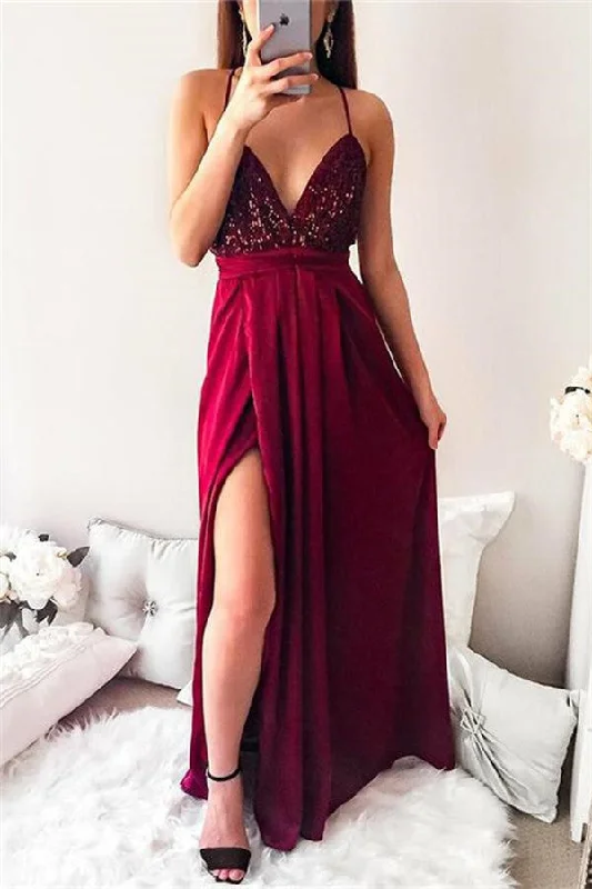 Simple Shining Sequins Applique Halter Prom Dresses Side slit Mermaid Sleeveless Chic Evening Dresses Elegant Sequin Gown